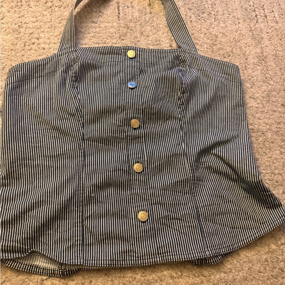 Striped Button-Up Halter Top